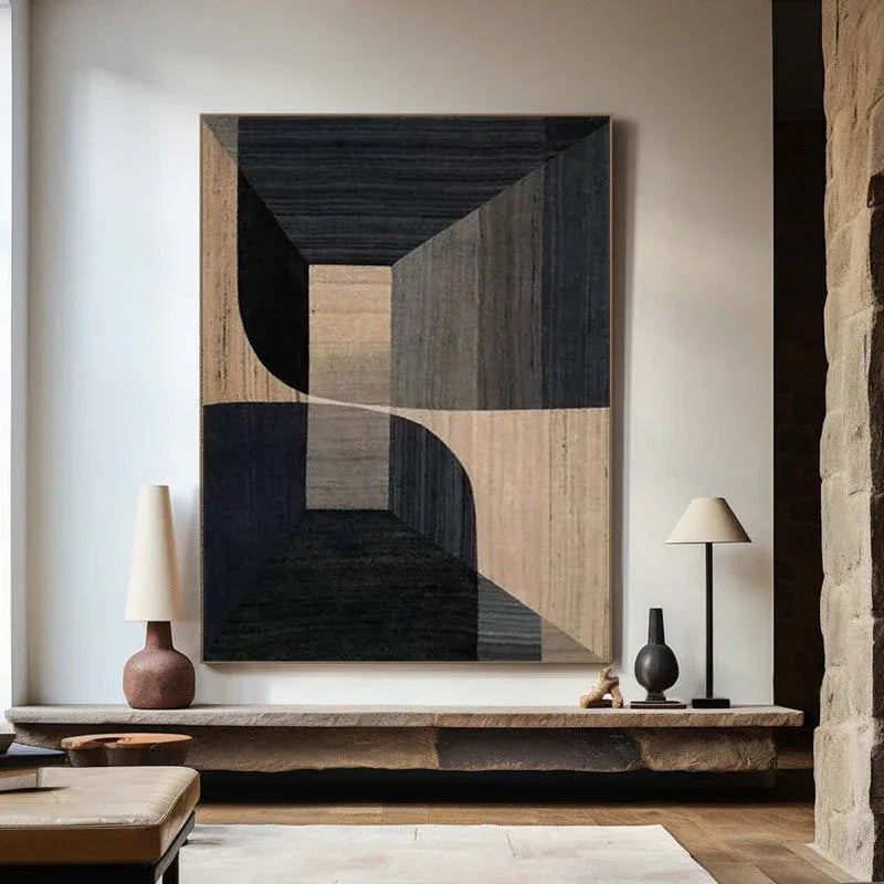 Geometric Tranquility-Geometric Space Abstract Wall Art with Extremely Simple Style
