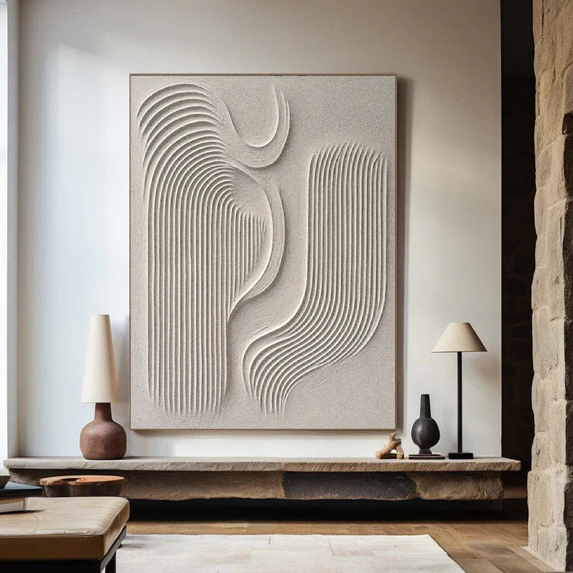 Flowing Harmony-Modern Minimalist Flowing Curved Geometric Abstract Wall Art
