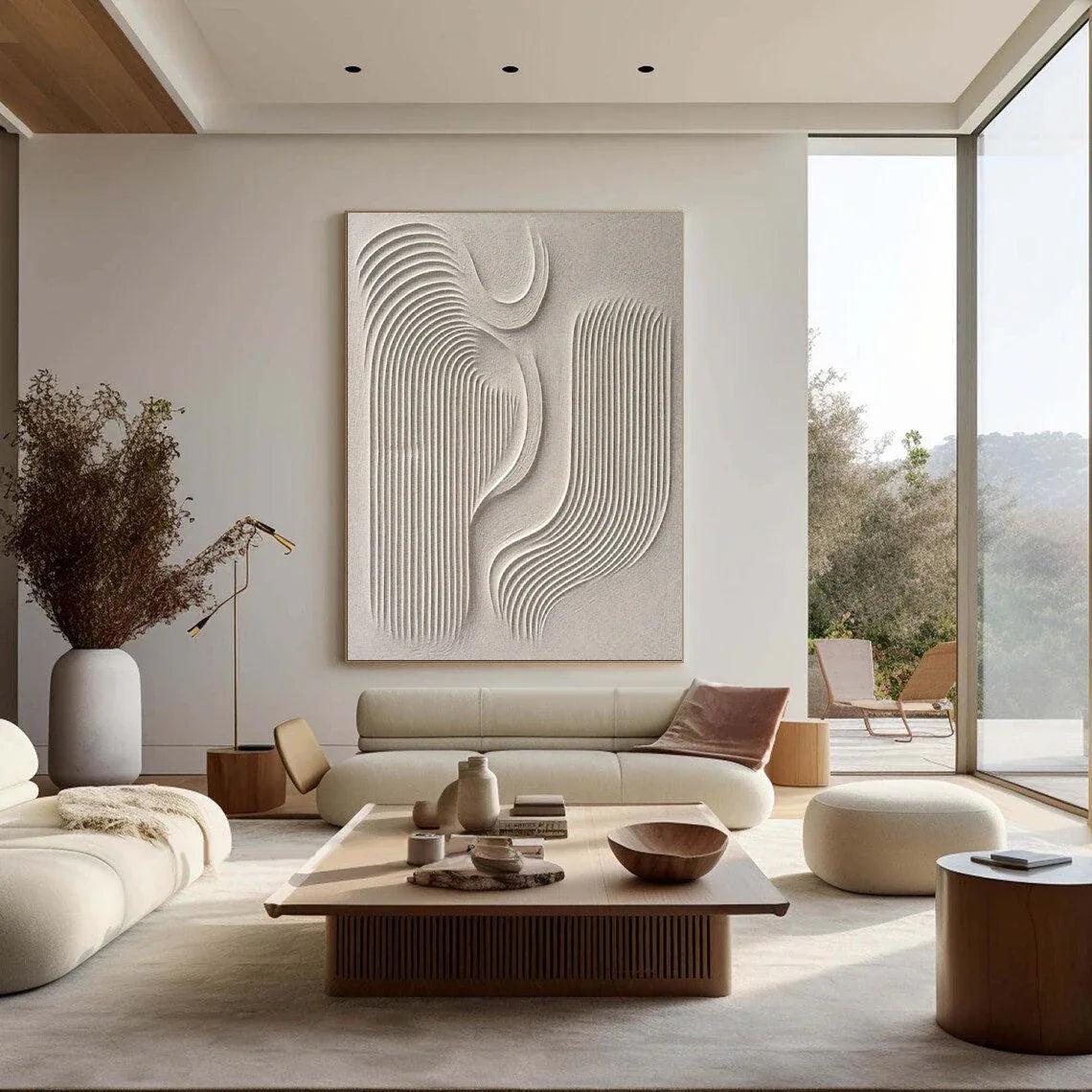 Flowing Harmony-Modern Minimalist Flowing Curved Geometric Abstract Wall Art