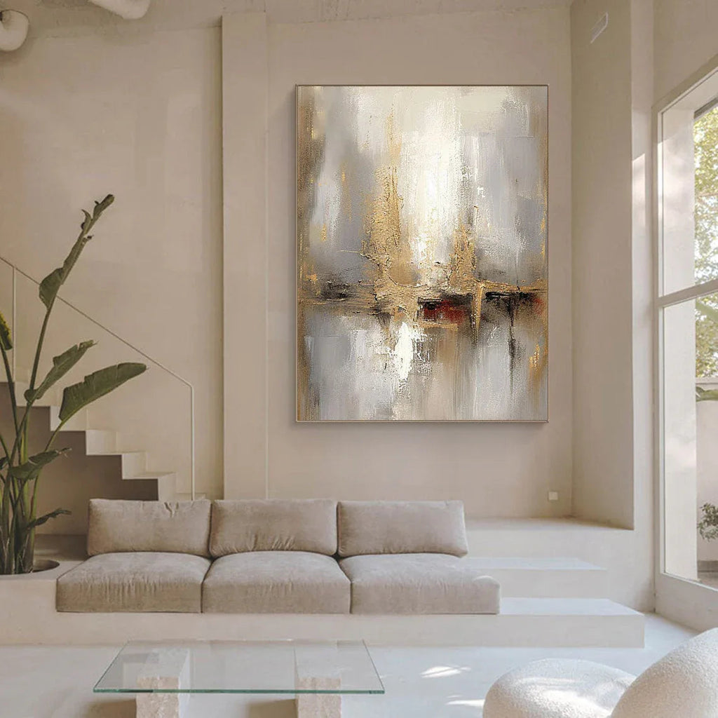 Golden Horizons - Gold, Silver and Grey Abstract Texture Wall Art