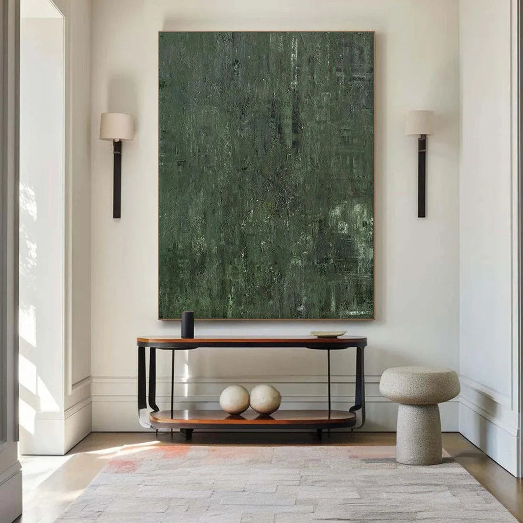 Forest Depths - Abstract Deep Green Texture Oil Painting Wall Art