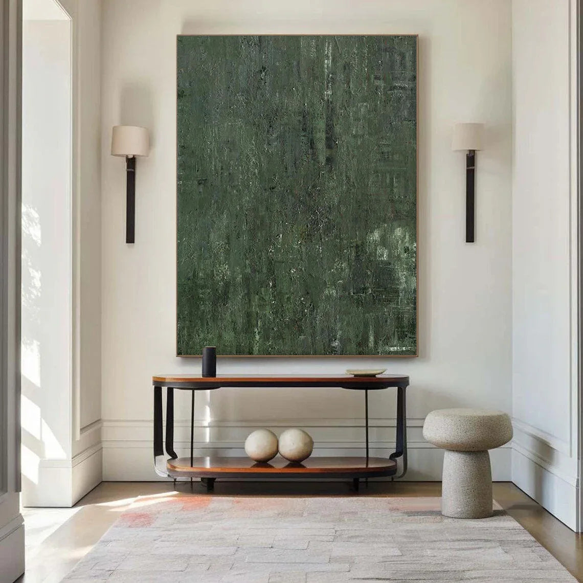 Forest Depths - Abstract Deep Green Texture Oil Painting Wall Art