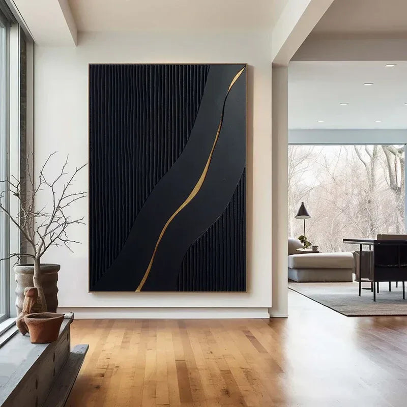 Golden Flow-Modern Minimalist 3D Golden Streamlined Texture Wall Art