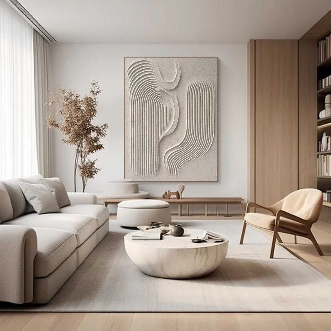 Flowing Harmony-Modern Minimalist Flowing Curved Geometric Abstract Wall Art