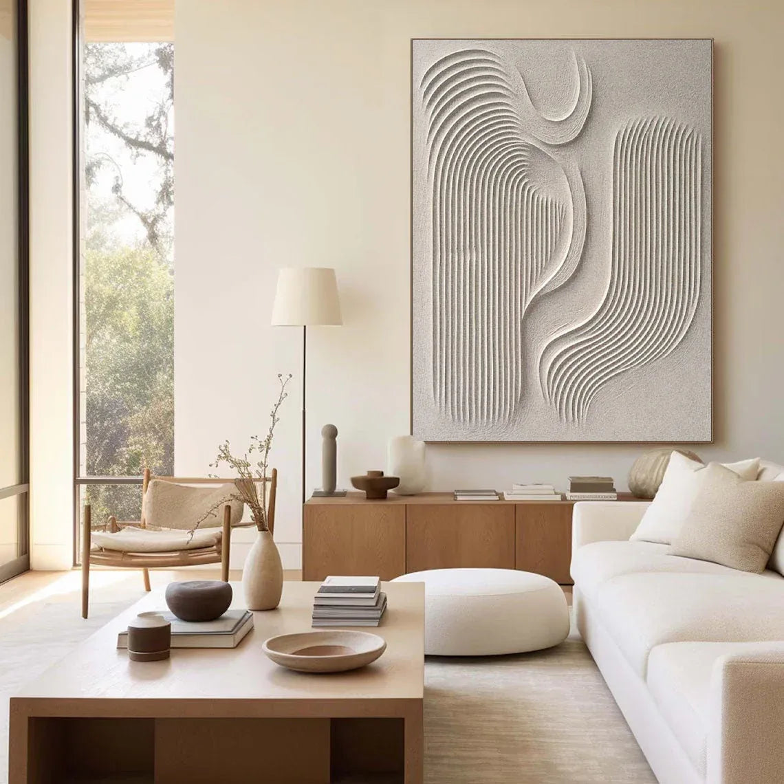 Flowing Harmony-Modern Minimalist Flowing Curved Geometric Abstract Wall Art