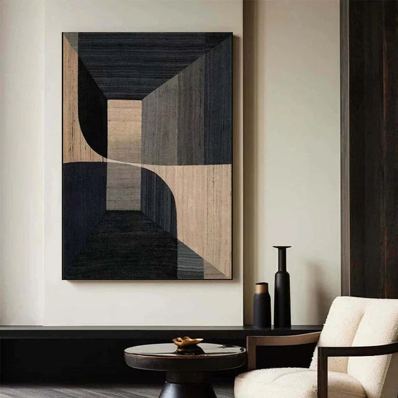 Geometric Tranquility-Geometric Space Abstract Wall Art with Extremely Simple Style