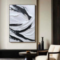 Dynamic Flow-Modern Minimalist Black and White Texture Thick Painted Abstract Wall Art