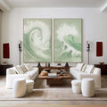 Oceanic Symphony - Dual Abstract Wave Canvas Art SET OF 2