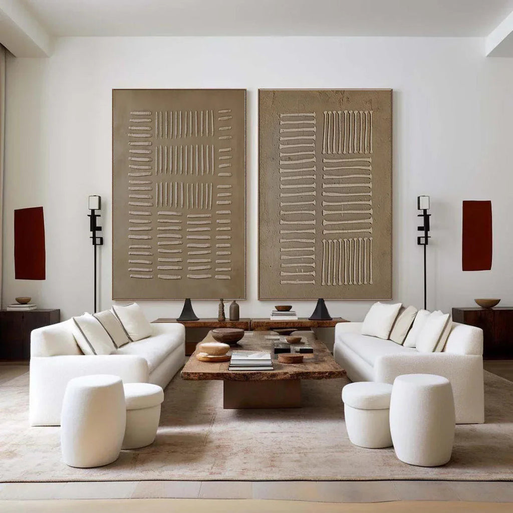 Linear Balance-Textured Abstract Canvas Duo SET OF 2