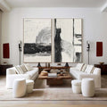 Bold Harmony- Black and White Textured Canvas Duo SET OF 2