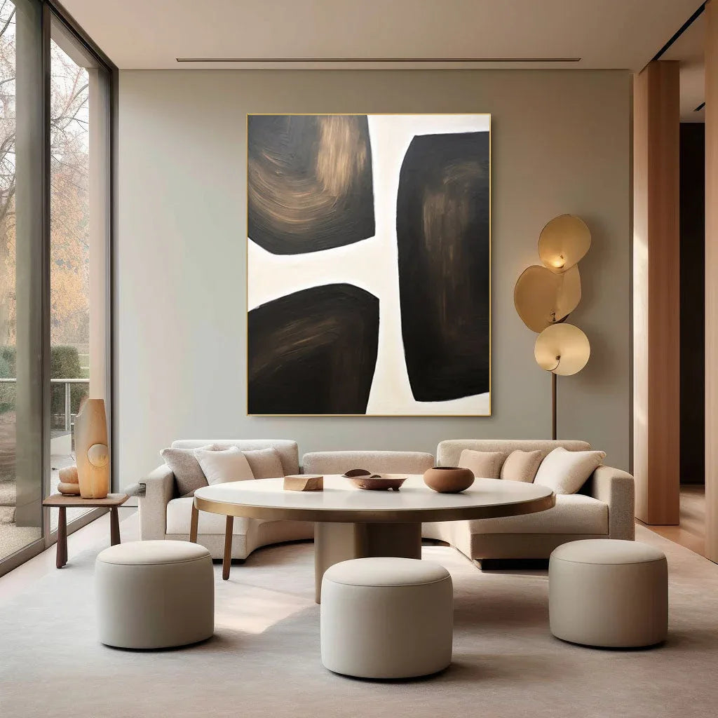 Abstract Harmony Wall Art-Modern Hand-Painted Geometric Wabi-Sabi Abstract Oil Painting