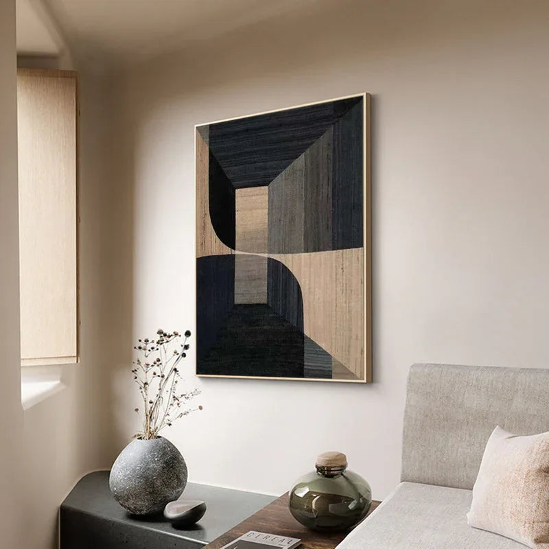 Geometric Tranquility-Geometric Space Abstract Wall Art with Extremely Simple Style