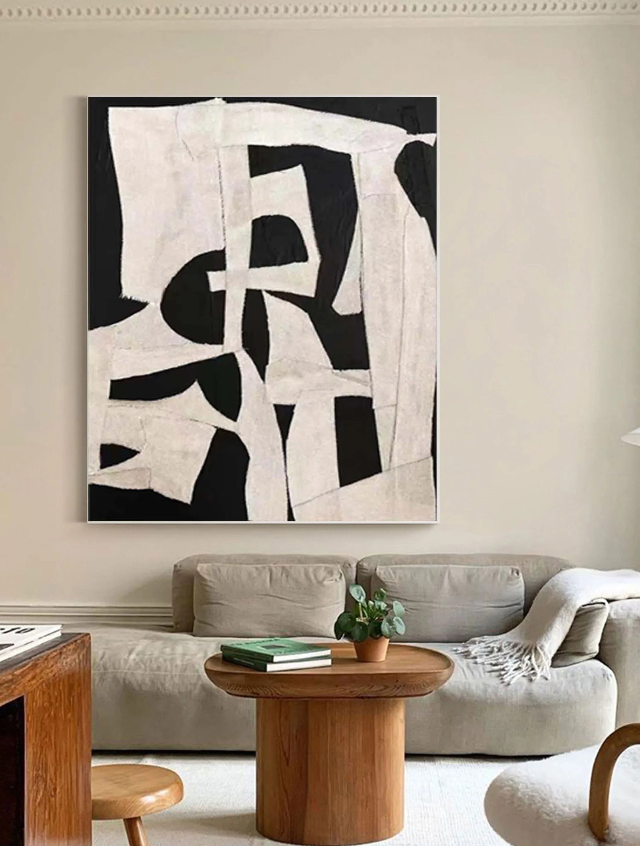 Abstract Harmony-Modern Minimalist Decoration Black and White Geometric Block Abstract Wall Art
