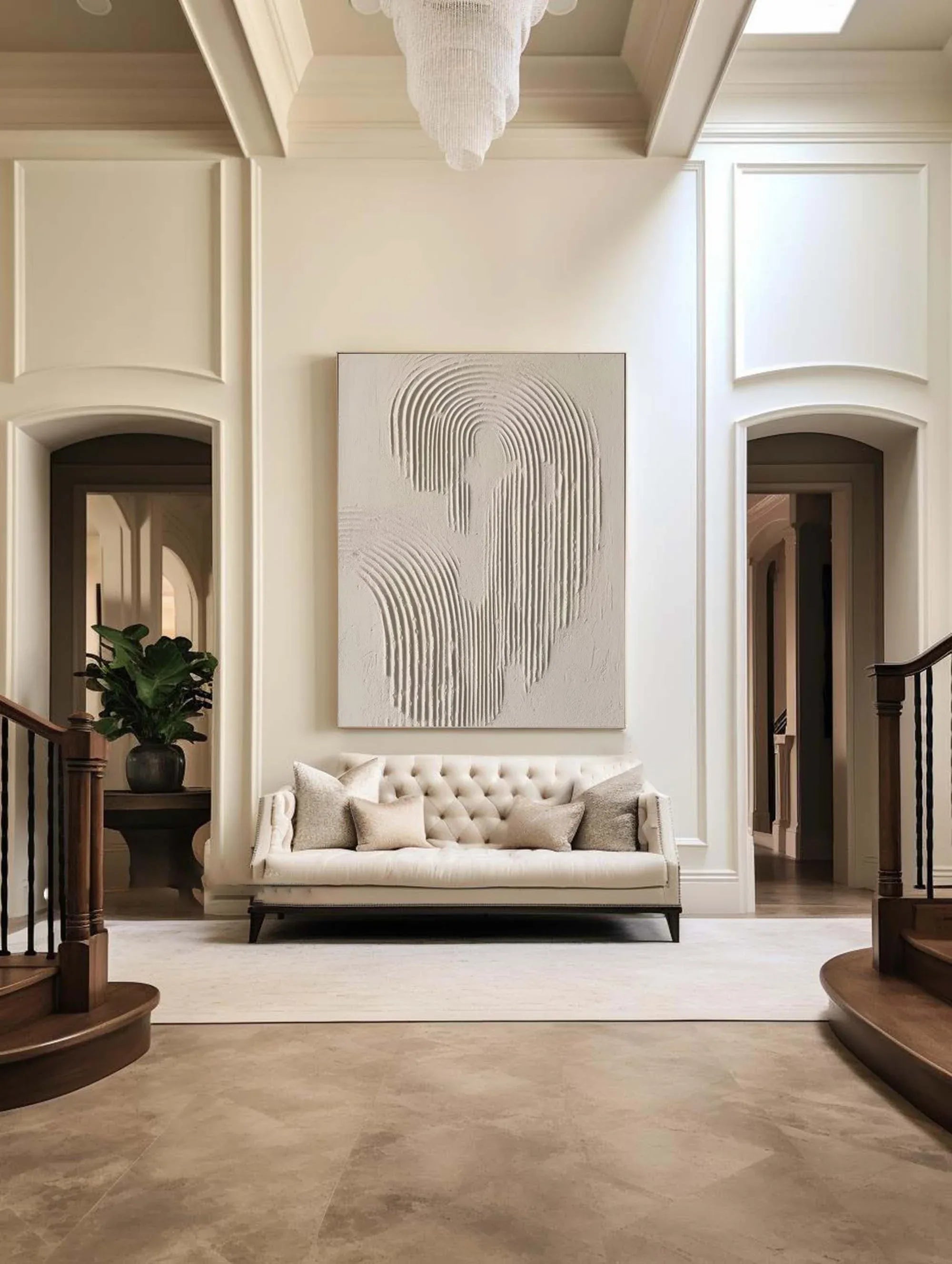 Rippled Elegance-Modern Interior Design Geometric Curve Texture Abstract Wall Art