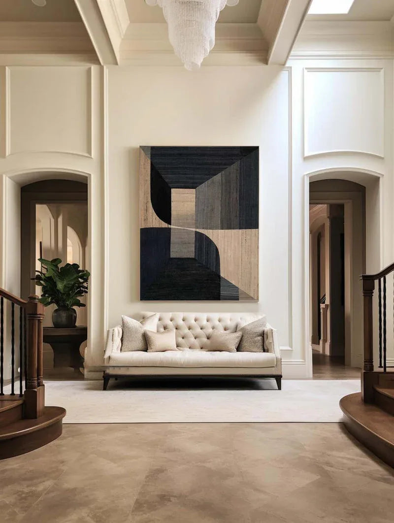 Geometric Tranquility-Geometric Space Abstract Wall Art with Extremely Simple Style