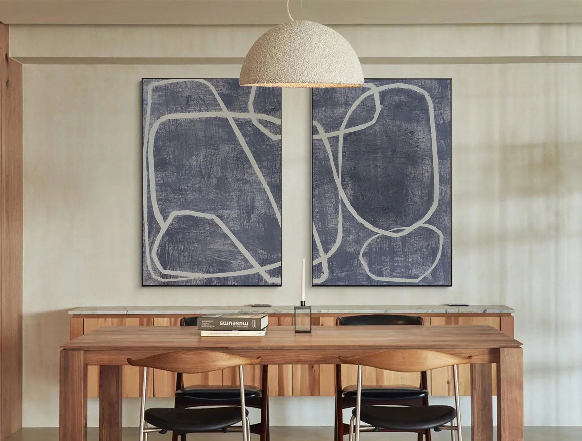 Abstract Dual Canvas Art - Dynamic Geometric Linework SET OF 2