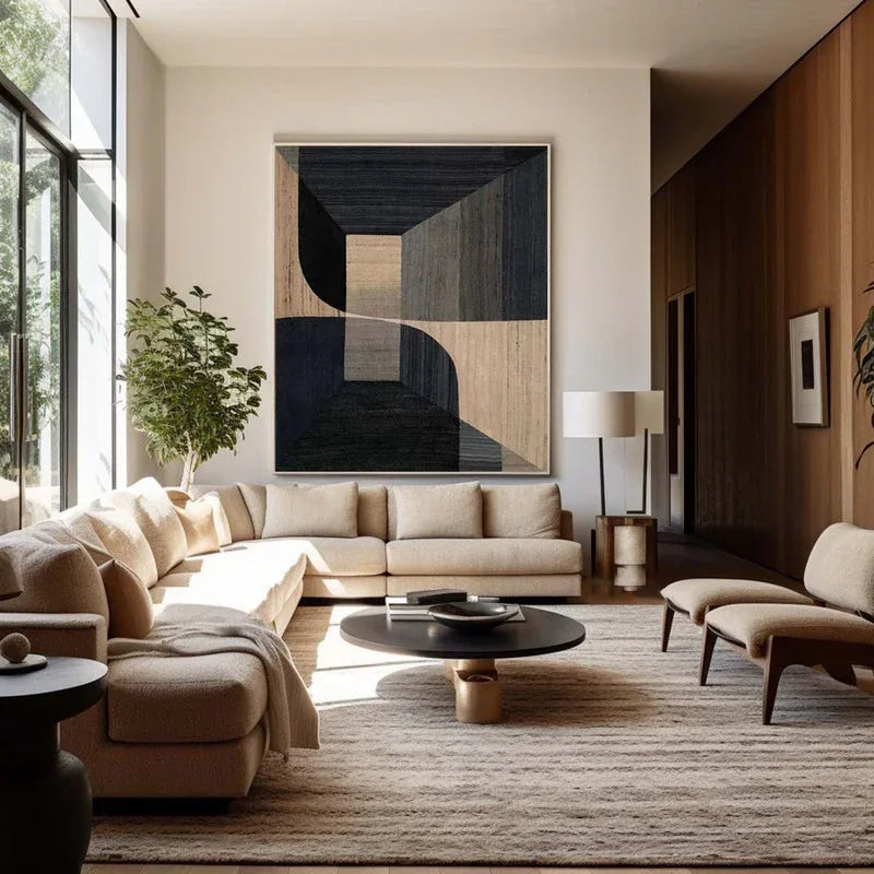 Geometric Tranquility-Geometric Space Abstract Wall Art with Extremely Simple Style