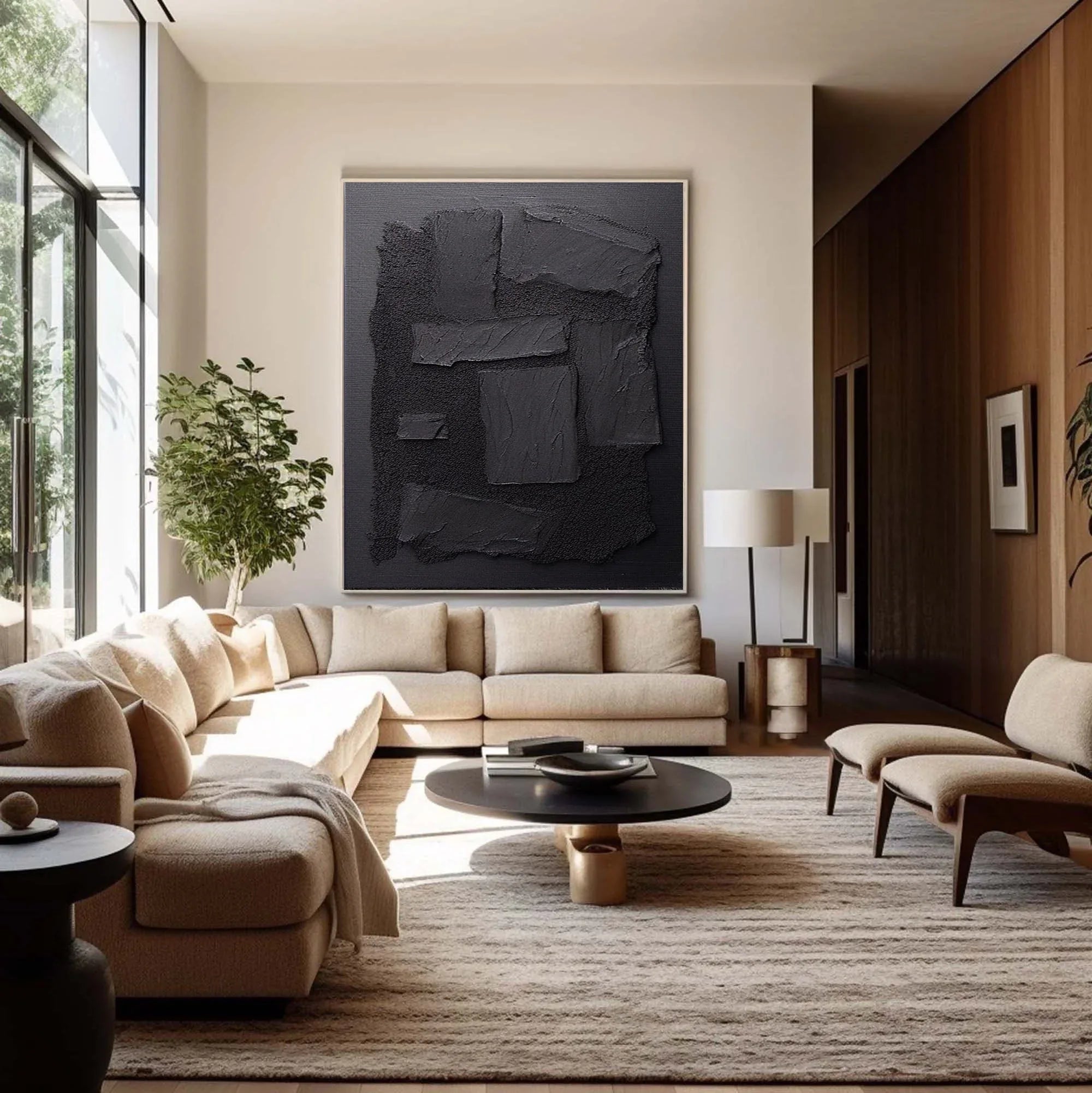 Shadow Layers-Minimalist Hand Drawn Thick Coated Abstract Texture Wall Art