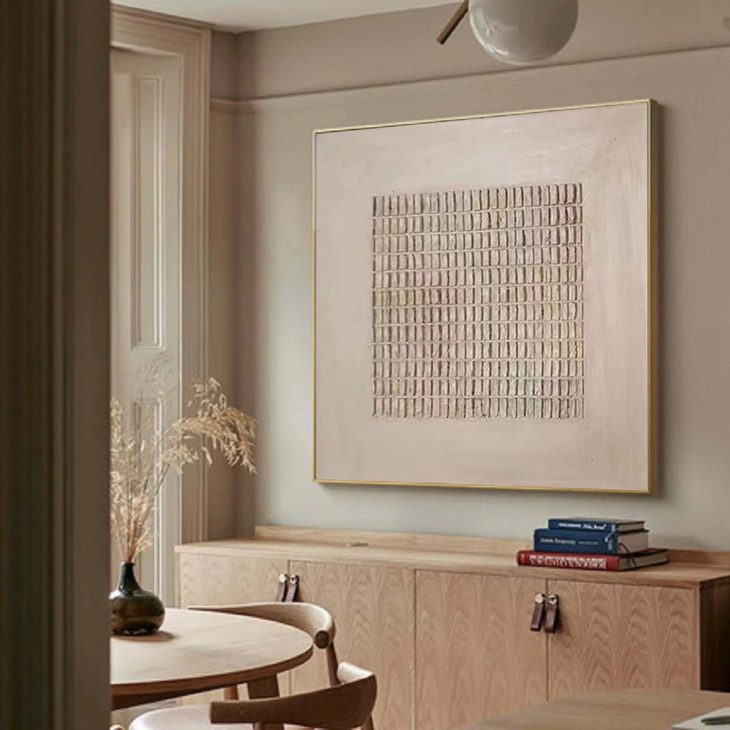 Grid Pulse-Modern Minimalist Texture Grid Wall Art With Subtle Depth#WB11001