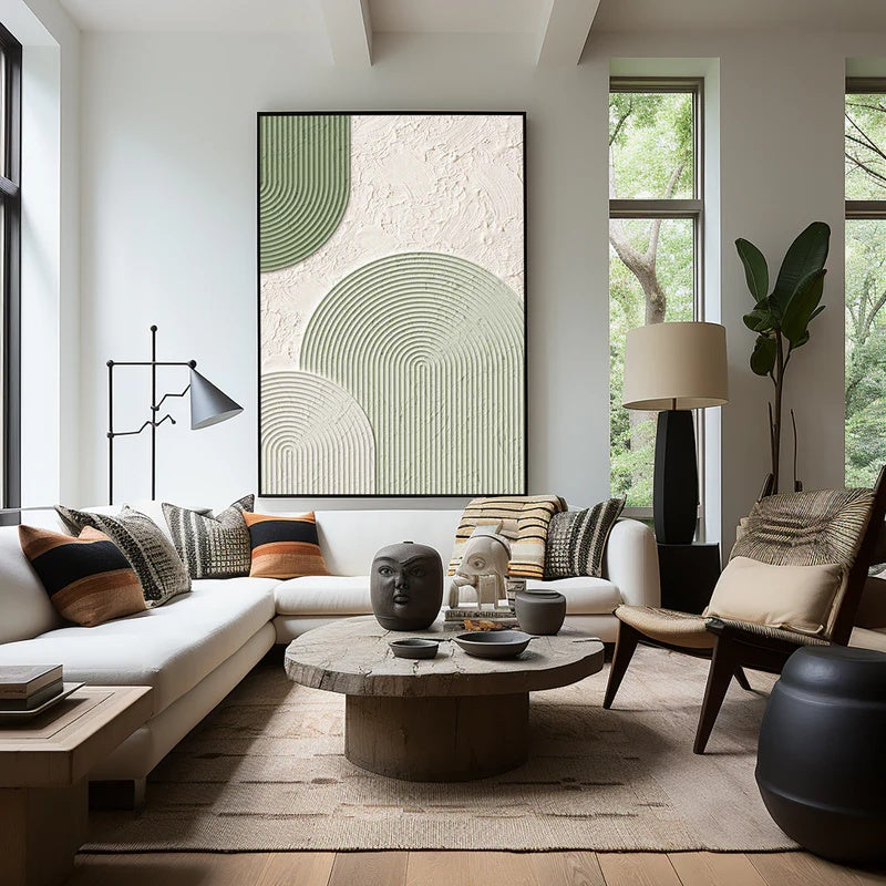 Minimalist Geometric Textured Wall Art for Modern Interiors – Gentle Arc#AB14116