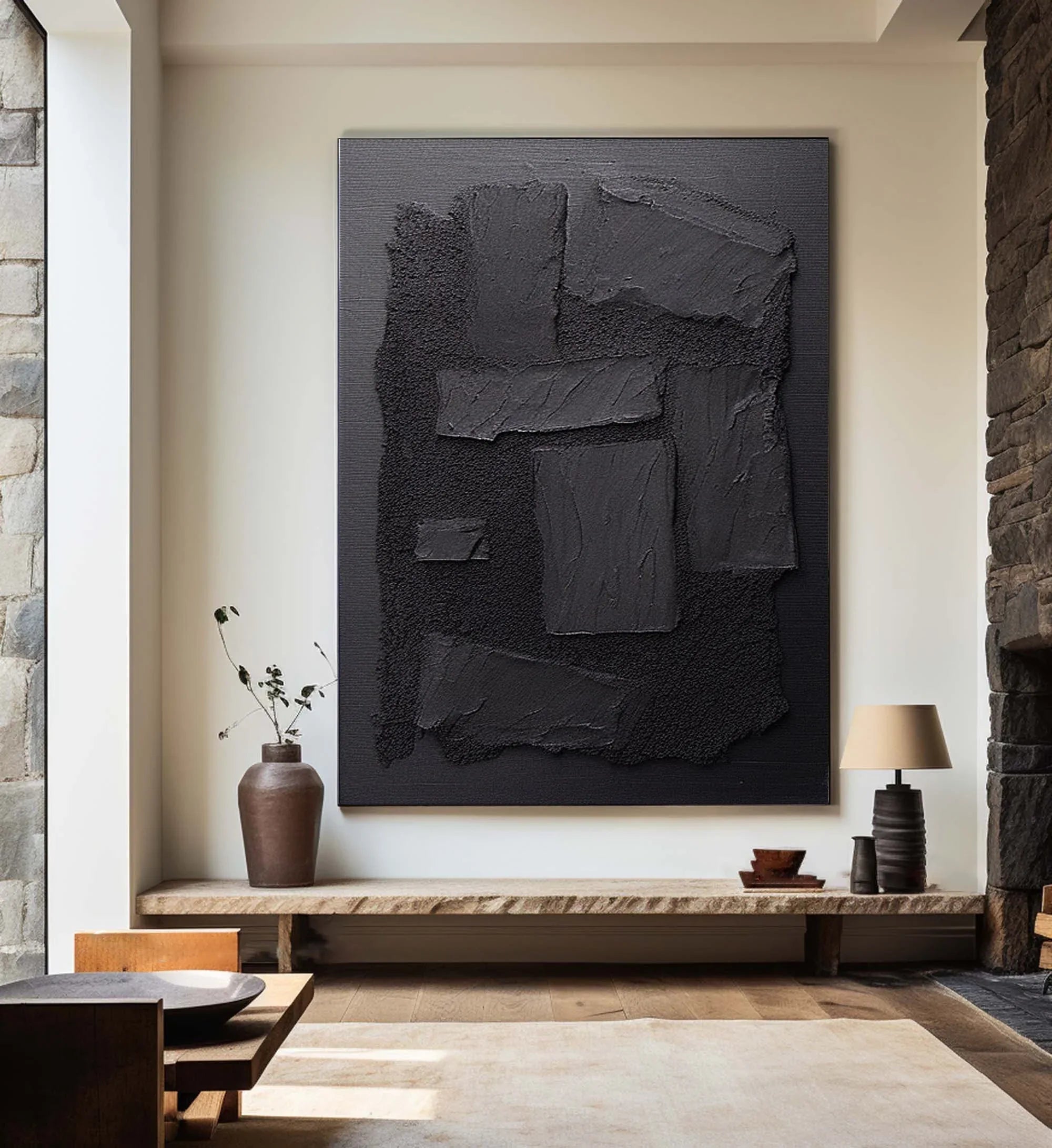 Shadow Layers-Minimalist Hand Drawn Thick Coated Abstract Texture Wall Art