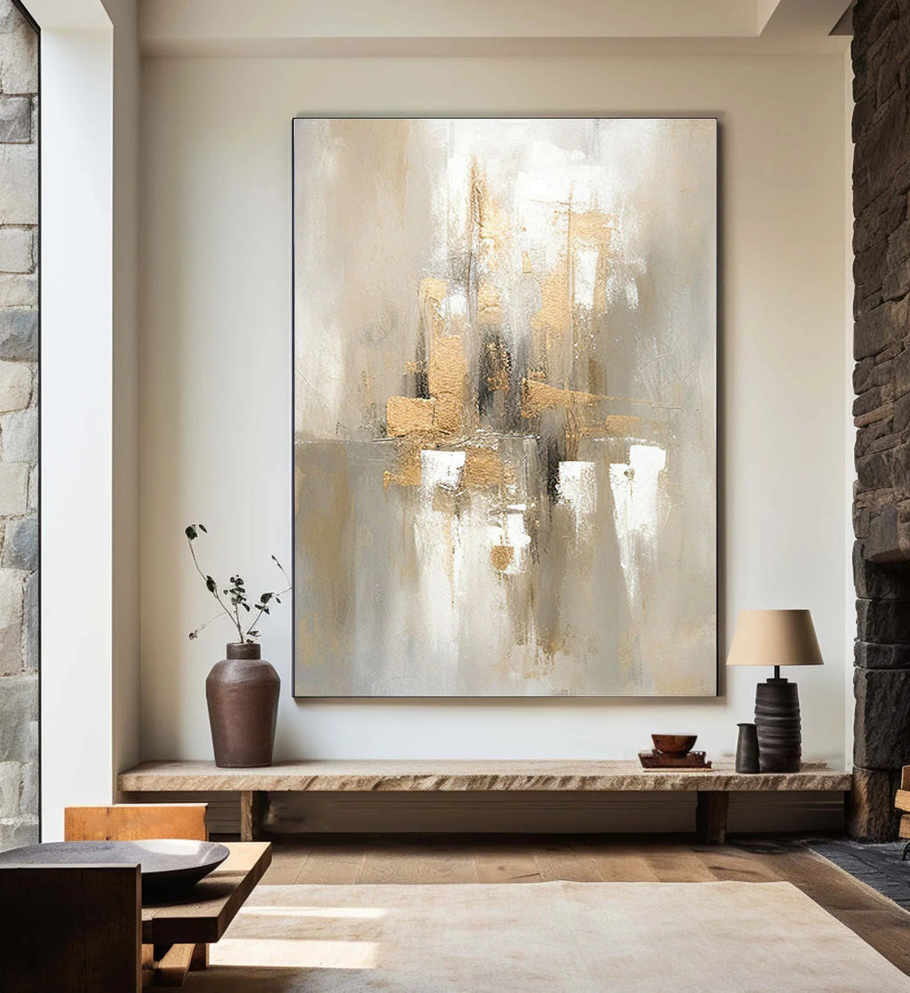 Golden Glow-Hand Drawn Three-Dimensional Urban Landscape Abstract Wall Art