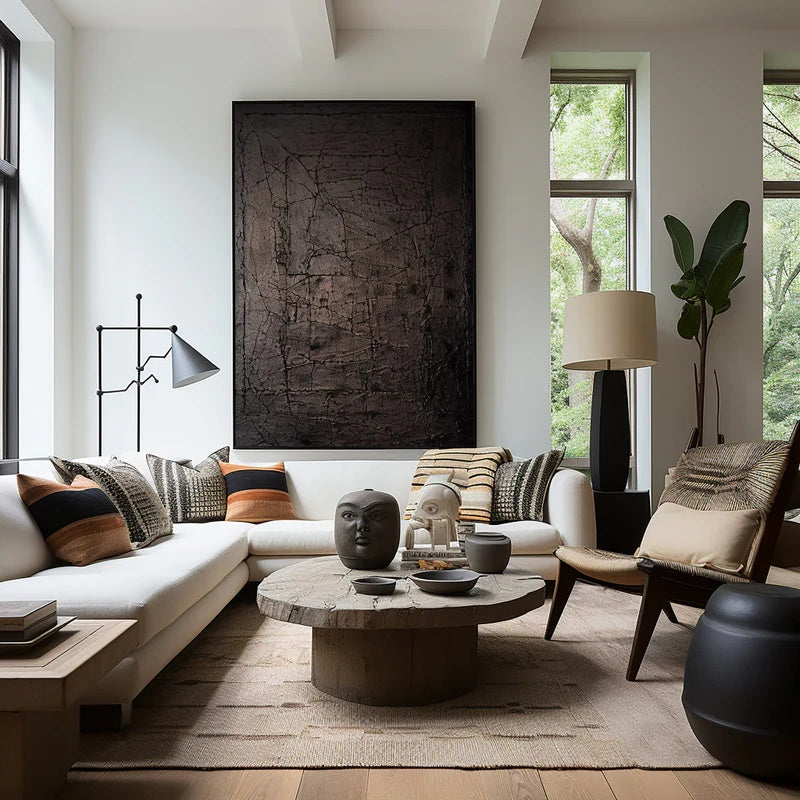 Minimalist Textured Abstract Wall Art for Modern Interiors – Deep Silence#AB14117