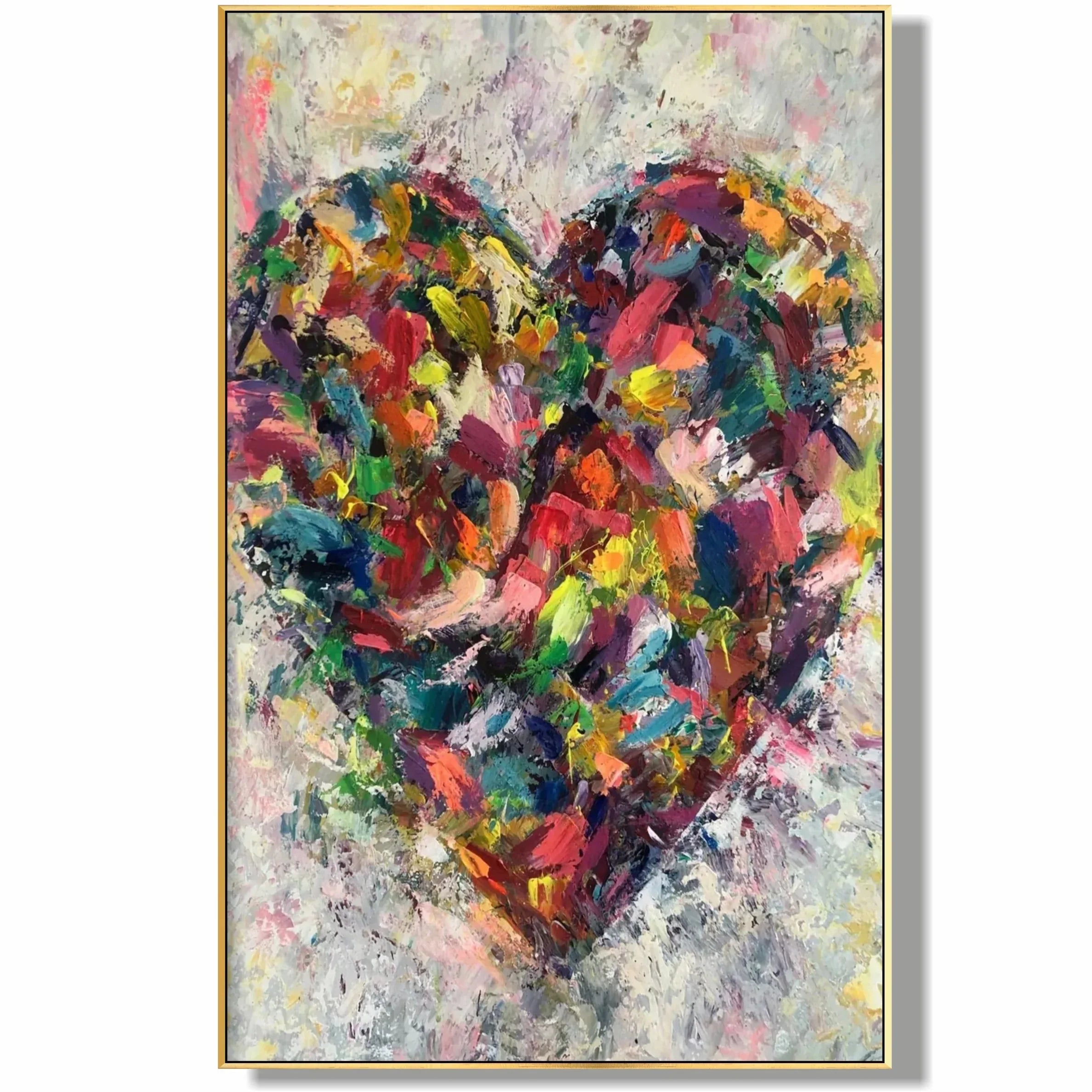 Heart of Abstraction-Vertical Hand-Painted Color Weaving Love Heart Abstract Wall Art