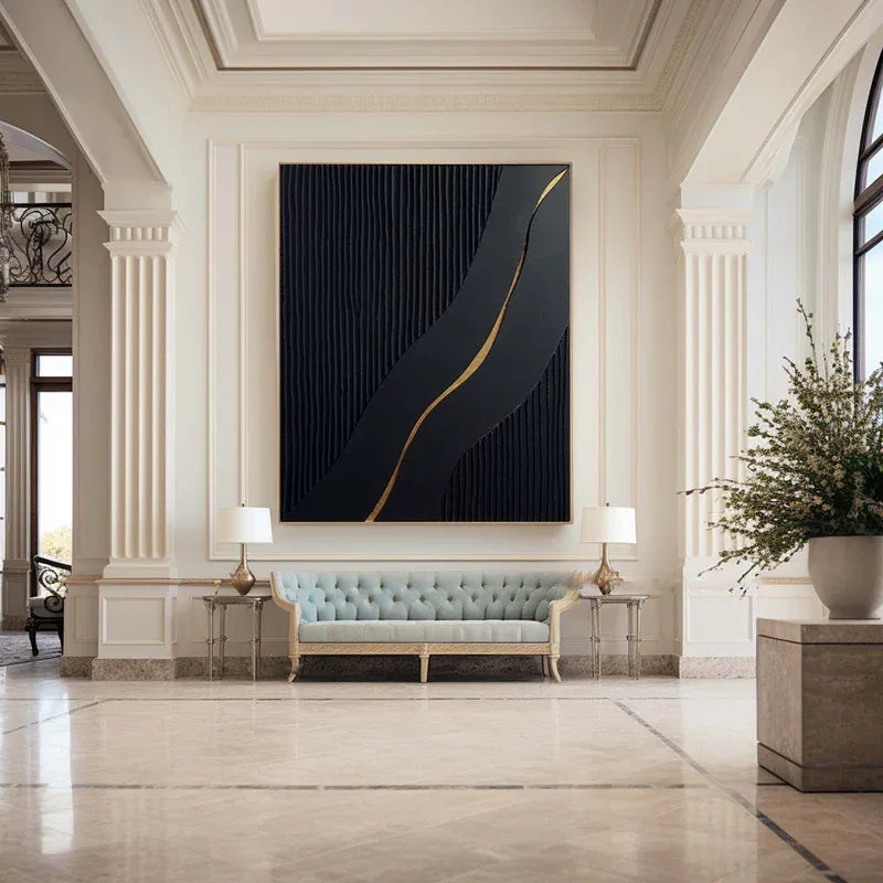 Golden Flow-Modern Minimalist 3D Golden Streamlined Texture Wall Art