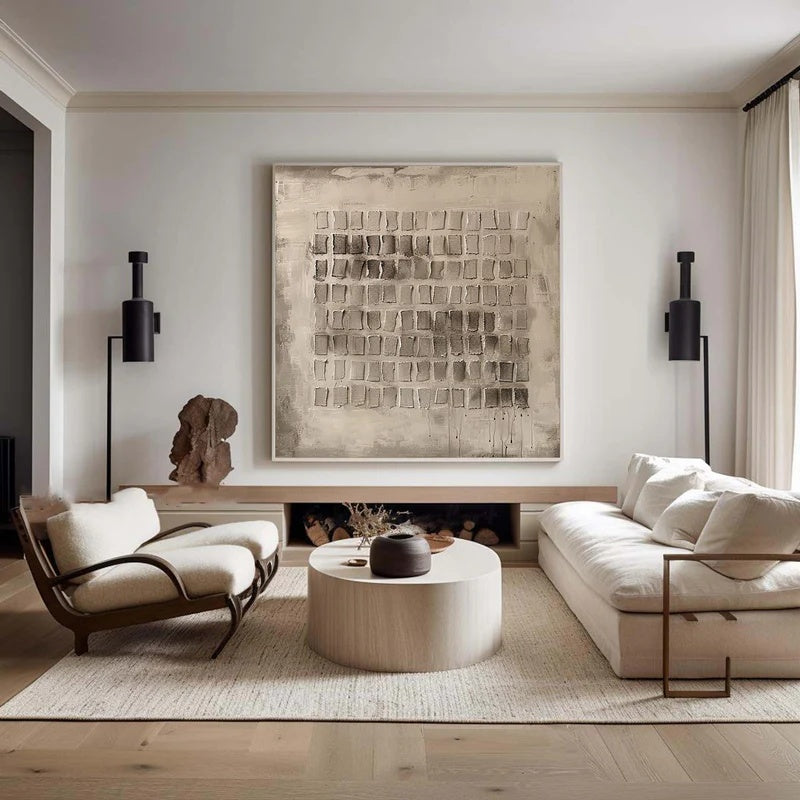Minimalist Textured Abstract Wall Art for Modern Interiors – Quiet Order#AB14118