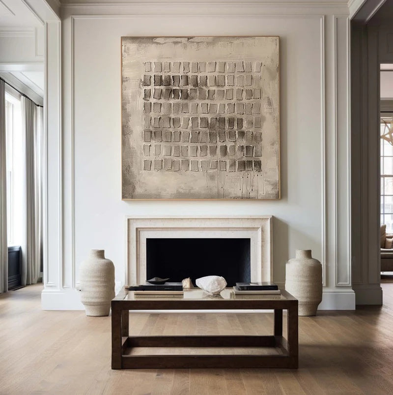 Minimalist Textured Abstract Wall Art for Modern Interiors – Quiet Order#AB14118