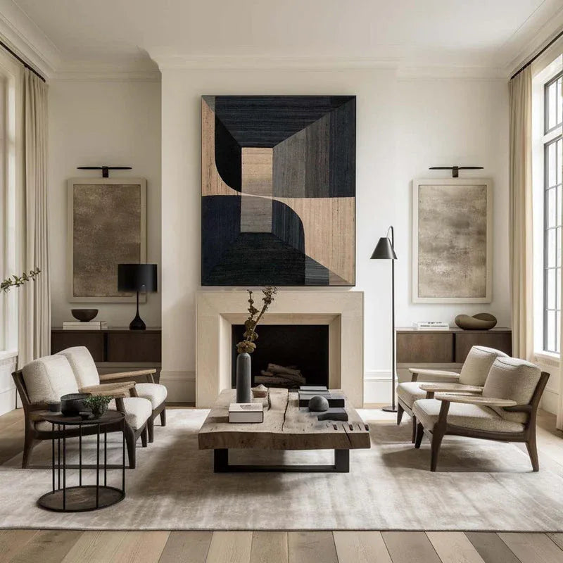 Geometric Tranquility-Geometric Space Abstract Wall Art with Extremely Simple Style