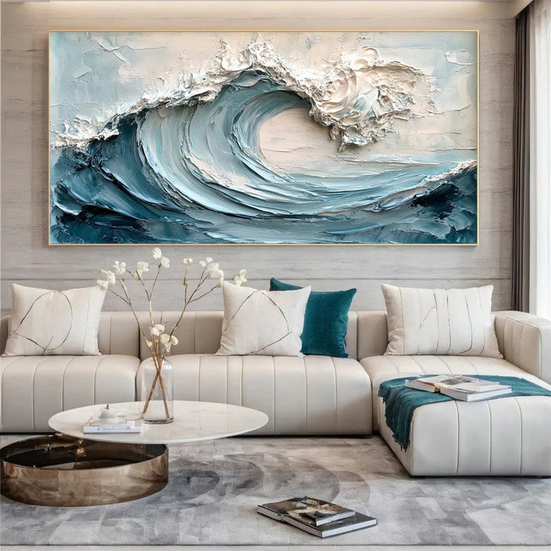 Large Textured Abstract Wall Art for Modern Interiors – Tide in Suspension#AB14119