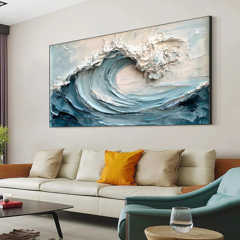Large Textured Abstract Wall Art for Modern Interiors – Tide in Suspension#AB14119