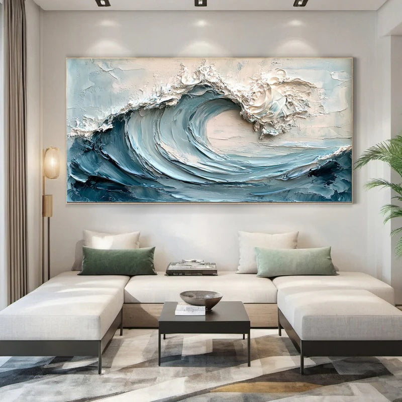 Large Textured Abstract Wall Art for Modern Interiors – Tide in Suspension#AB14119