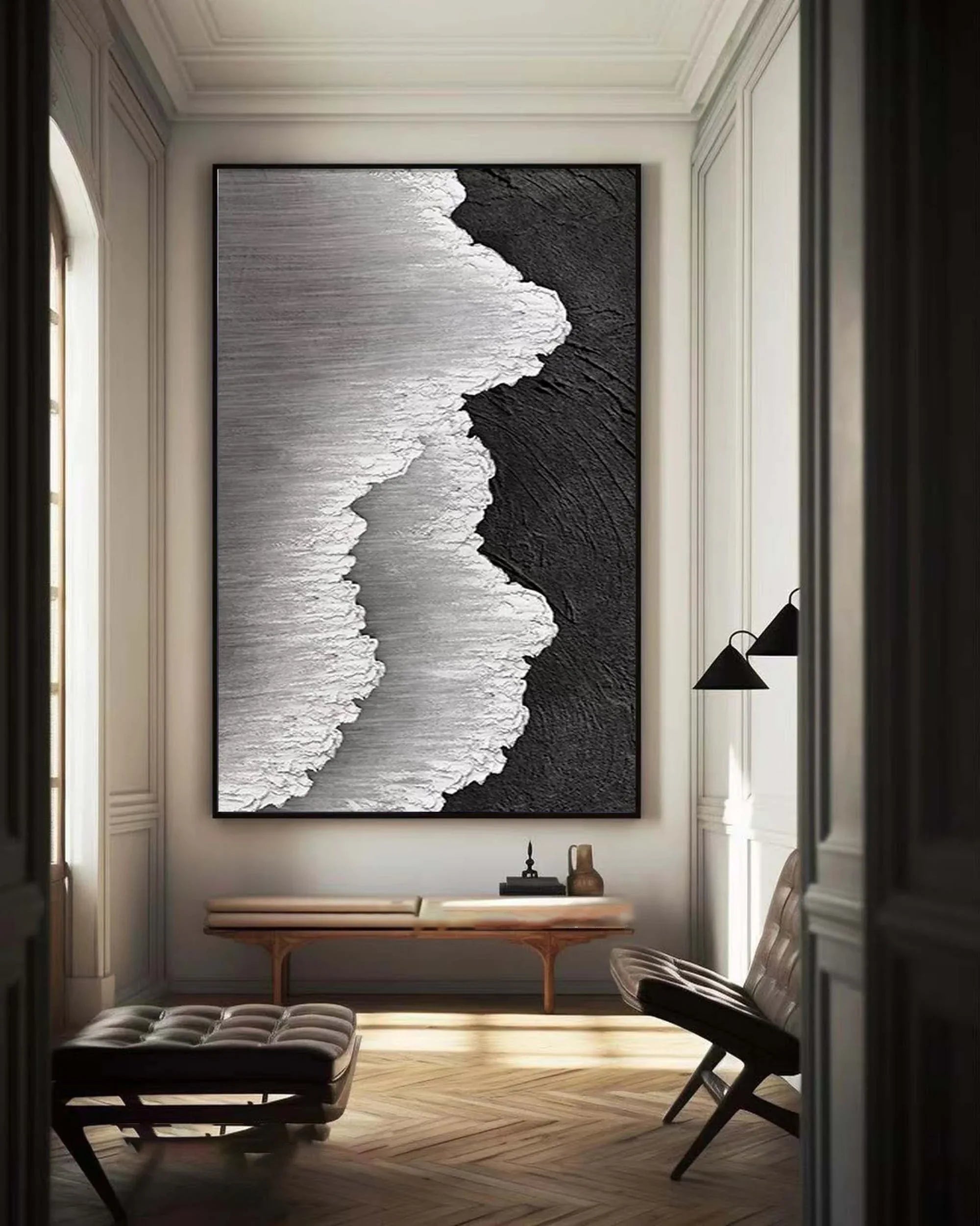 Dual Tide-Abstract Textured Ocean Wave Canvas Art