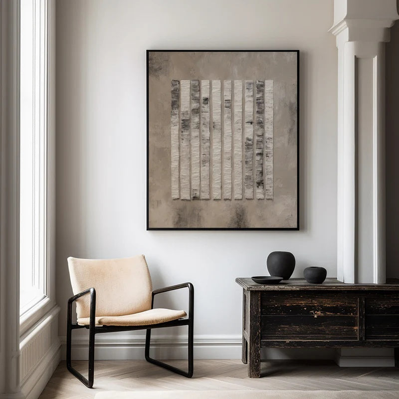 Minimalist Textured Abstract Wall Art for Modern Interiors – Vertical Rhythm#AB14120