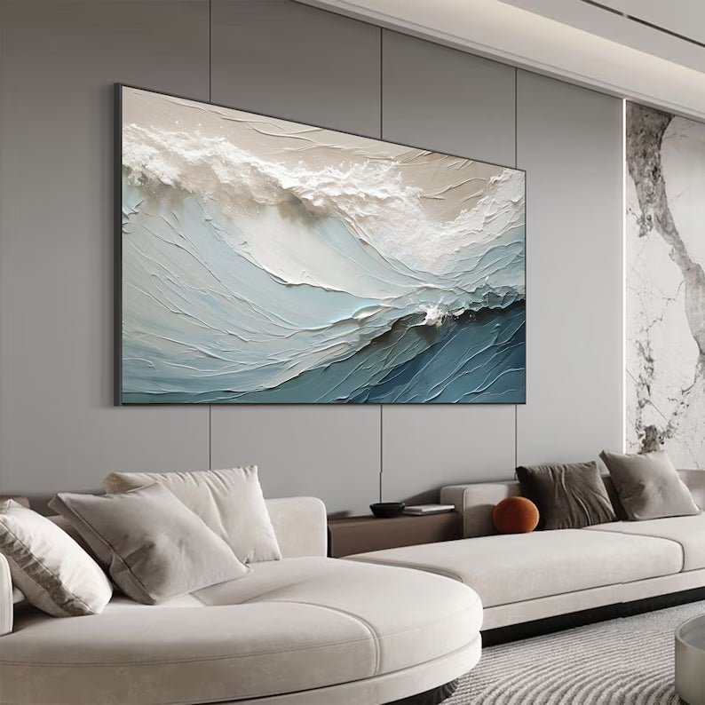 Calm Tide – 3D Sea Wave And Spray Texture Wall Art#AB14014