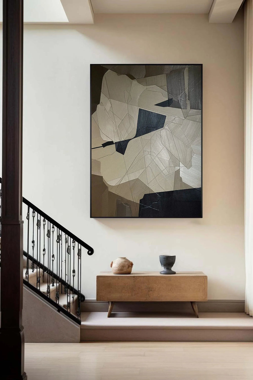 Fragmented Harmony-Geometric Abstract Irregular Wall Art in Modern Minimalist Home Decoration