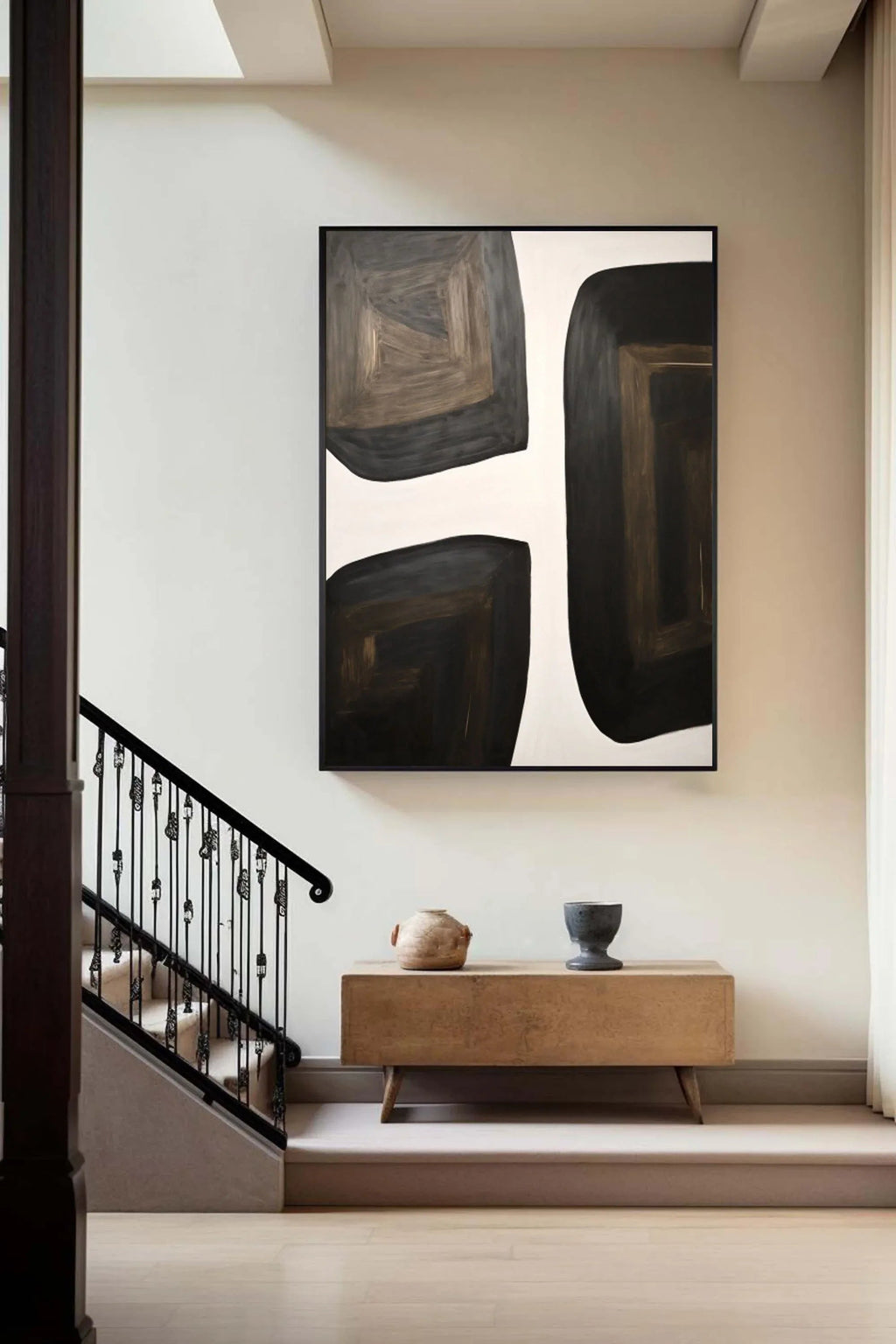 Shifting Horizons-Geometric Block Wabi Sabi Abstract Wall Art