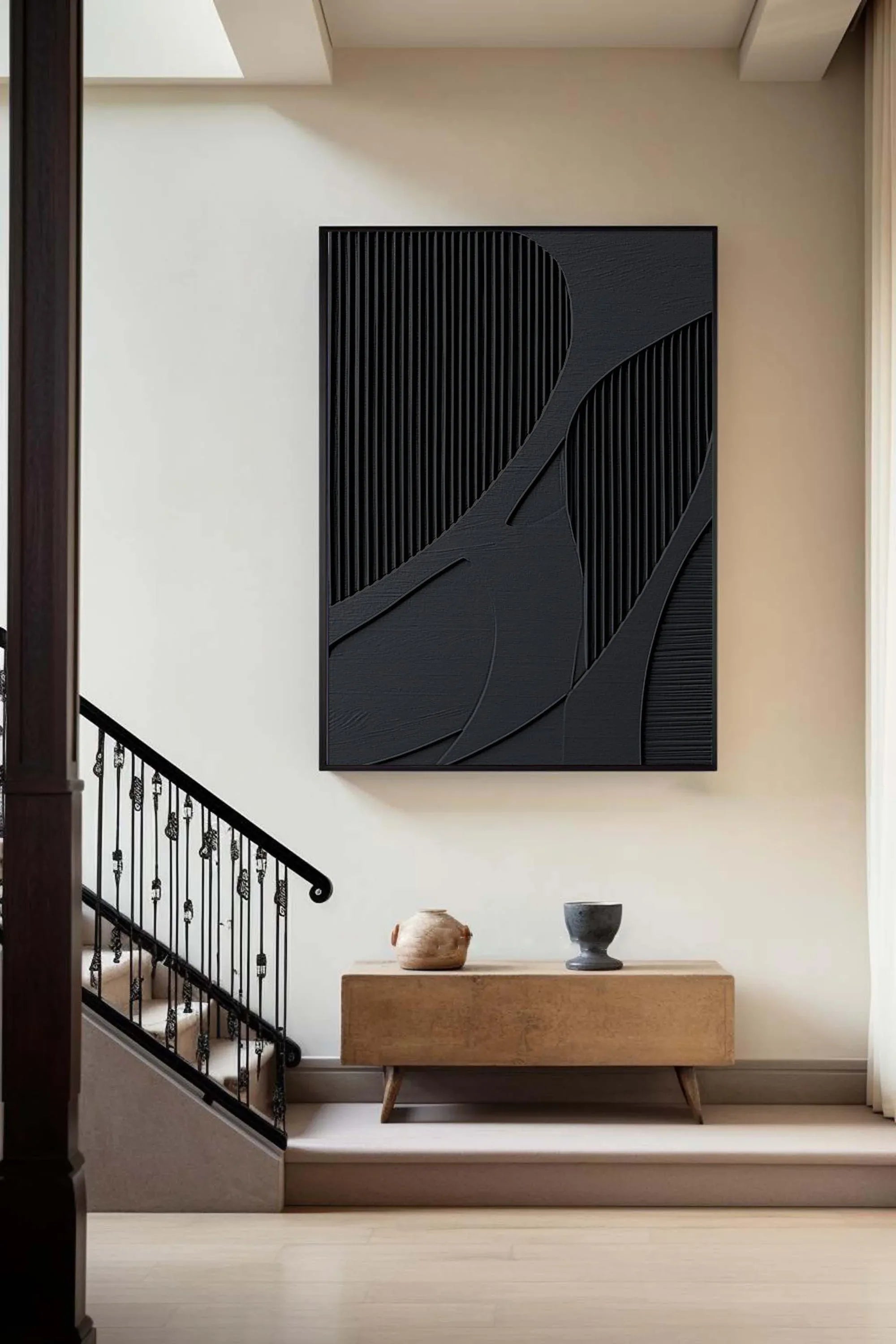 Silent Harmony-Modern hand drawn geometric wabi sabi abstract wall art