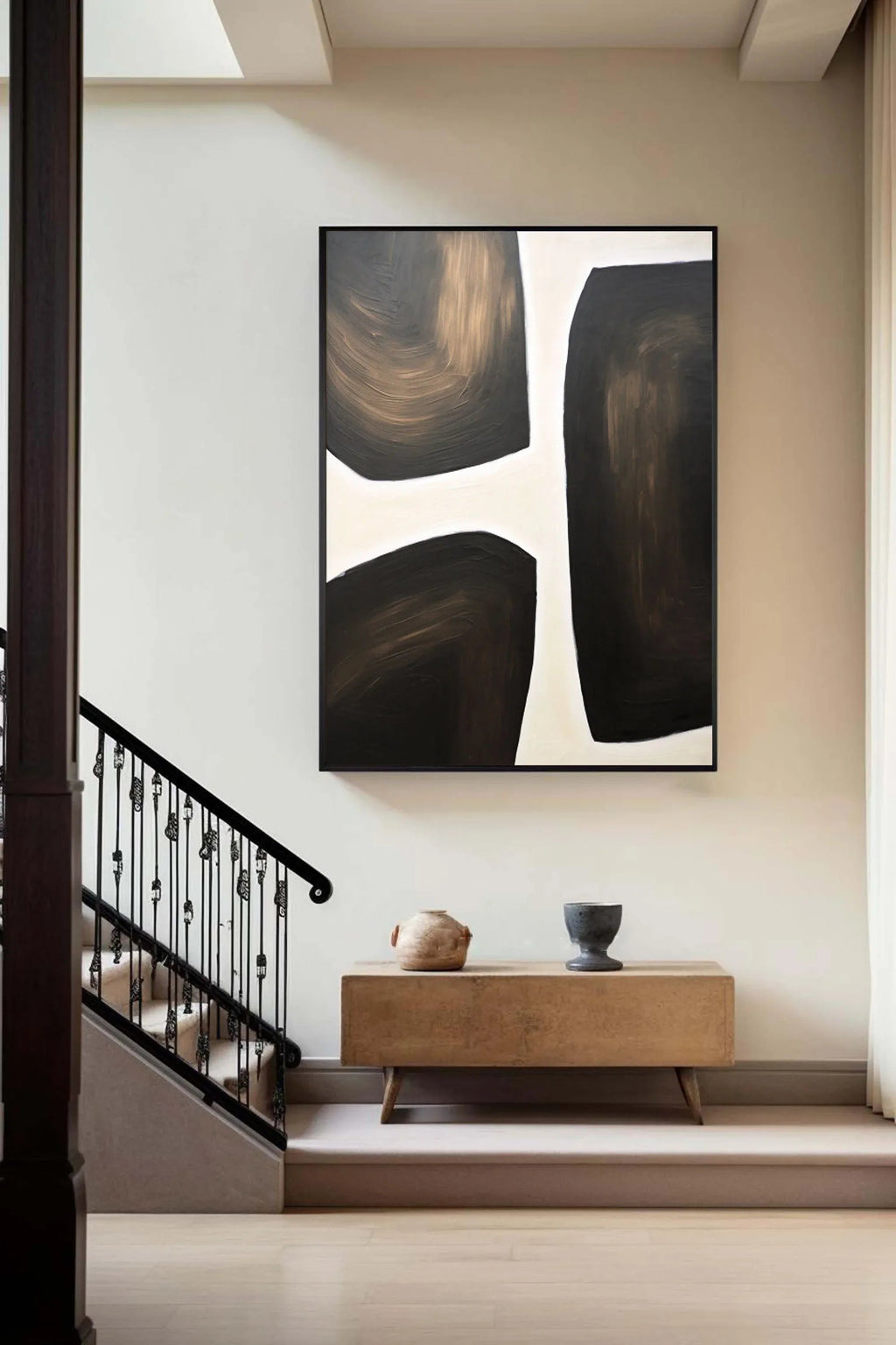 Abstract Harmony Wall Art-Modern Hand-Painted Geometric Wabi-Sabi Abstract Oil Painting