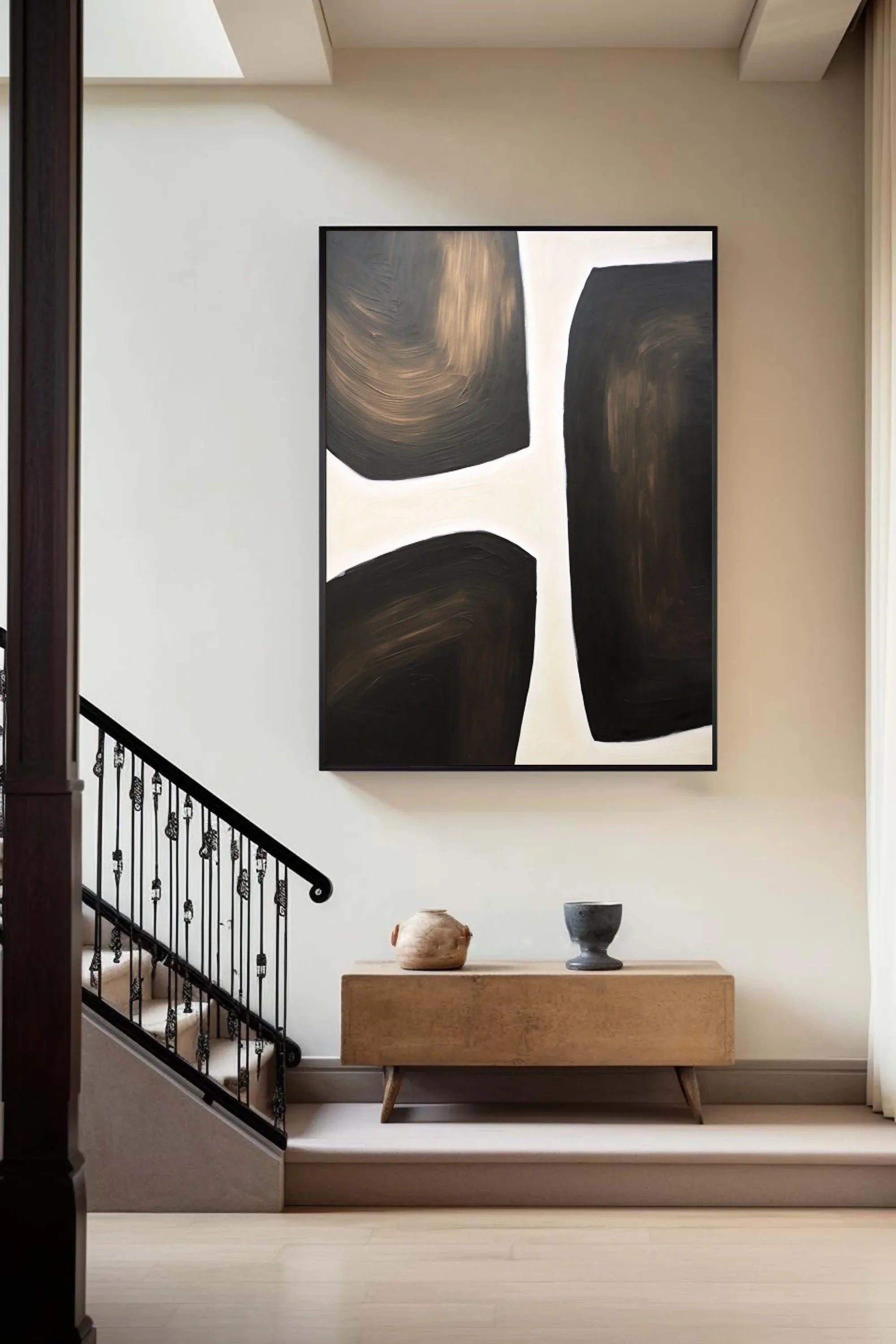 Abstract Harmony Wall Art-Modern Hand-Painted Geometric Wabi-Sabi Abstract Oil Painting