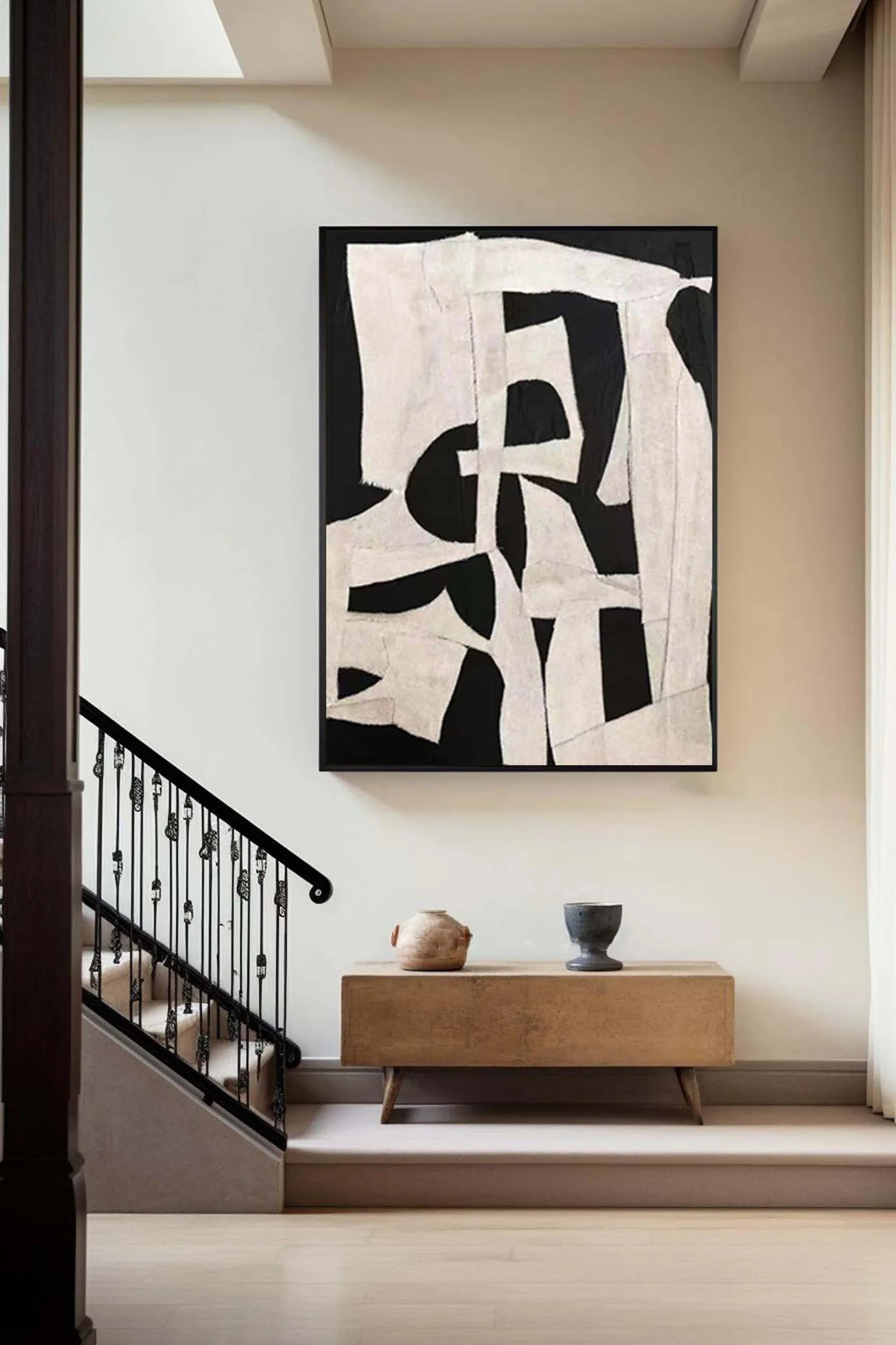 Abstract Harmony-Modern Minimalist Decoration Black and White Geometric Block Abstract Wall Art