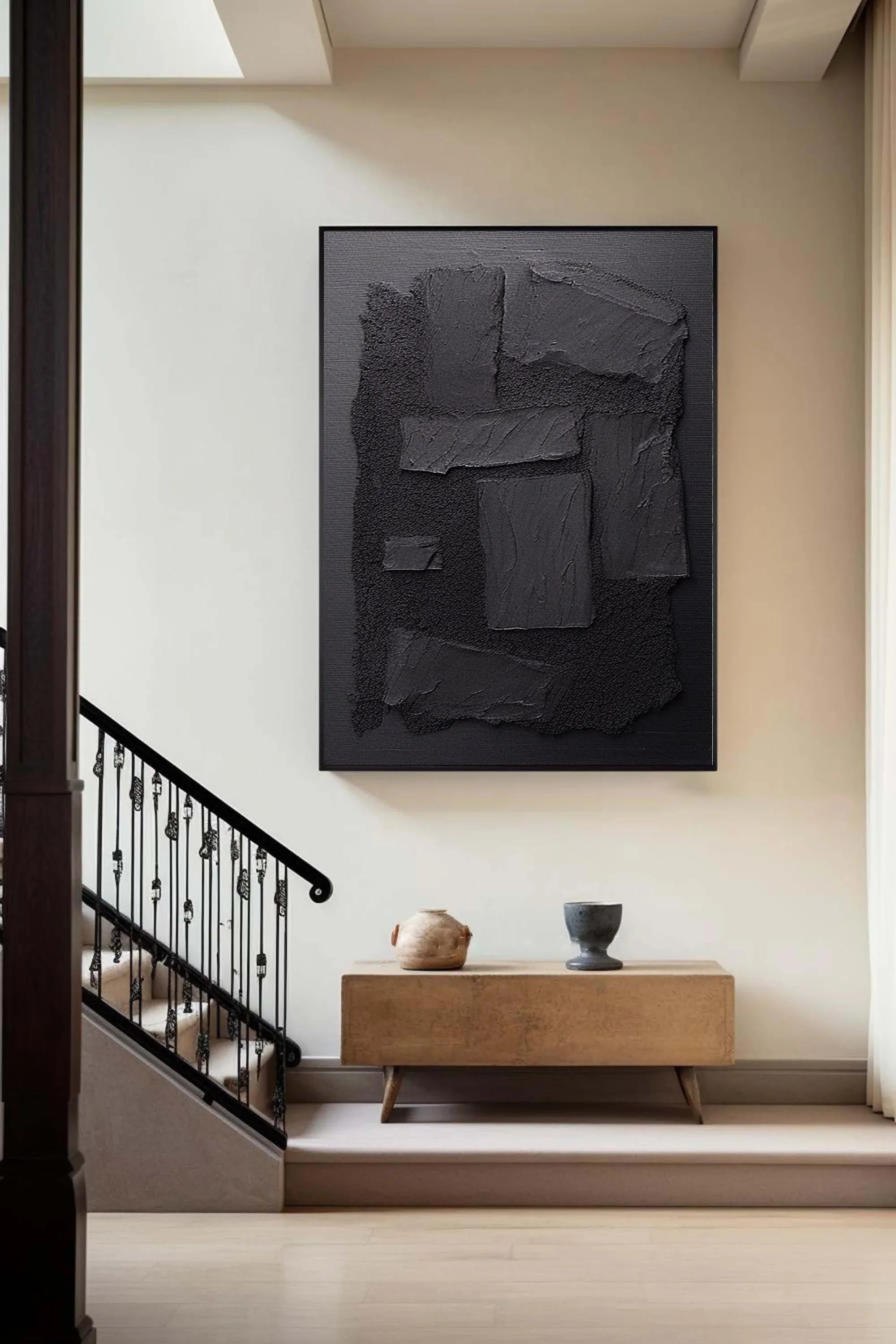 Shadow Layers-Minimalist Hand Drawn Thick Coated Abstract Texture Wall Art