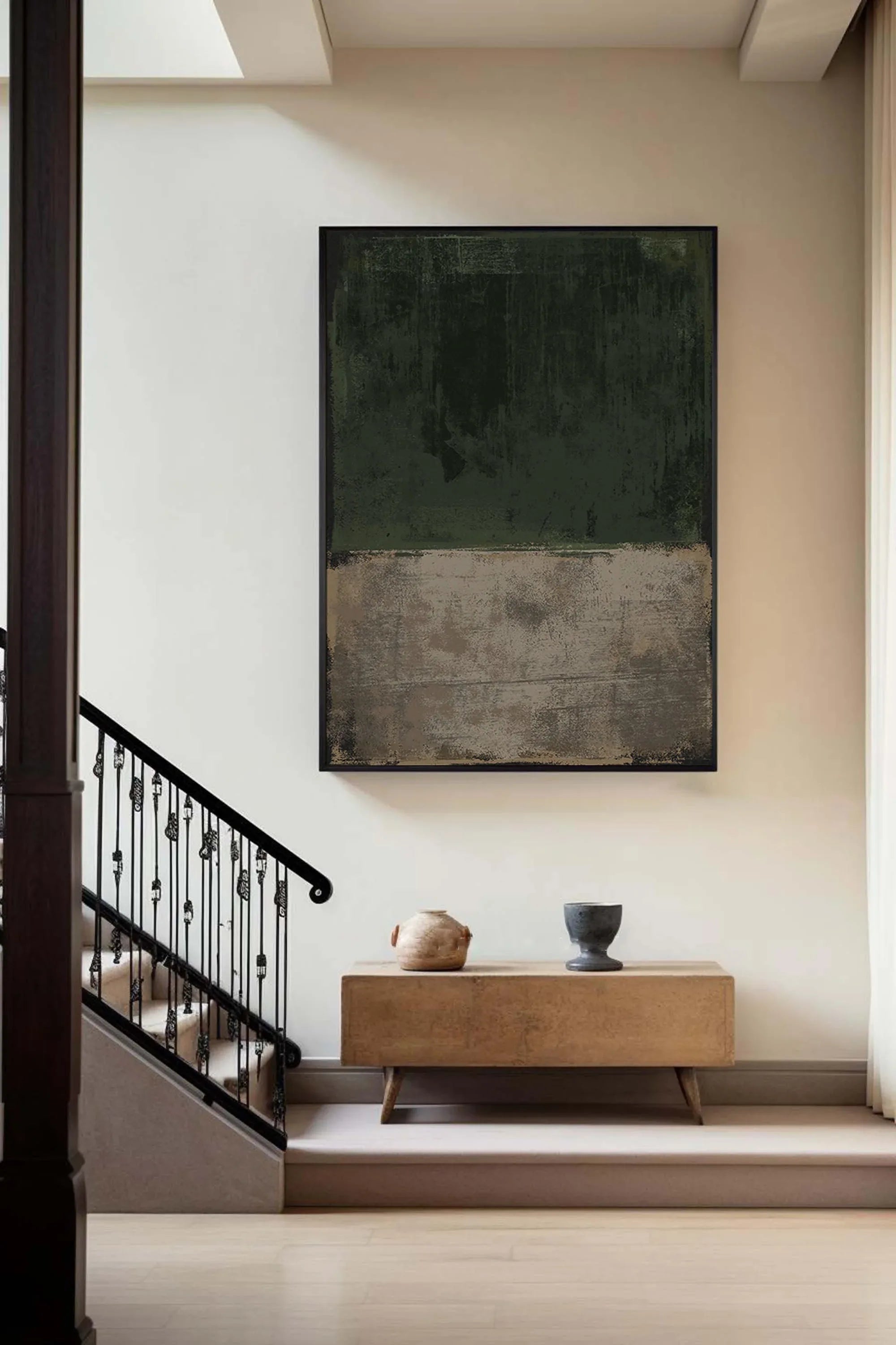 Echoes of Earth-Hand Drawn Minimalist Dual Color Block Vertical Wabi Sabi Wall Art