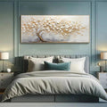 Large Textured Abstract Tree Wall Art for Modern Interiors – Golden Stillness#AB14121