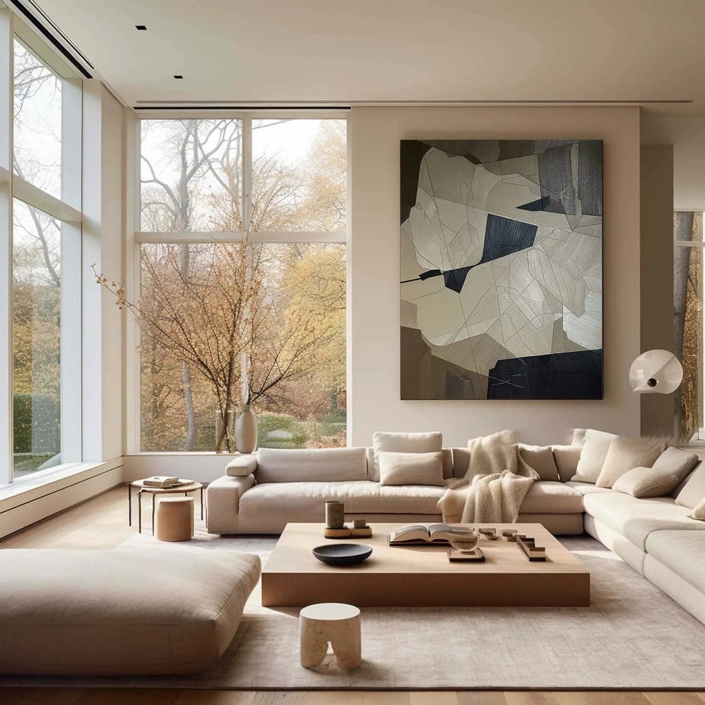 Fragmented Harmony-Geometric Abstract Irregular Wall Art in Modern Minimalist Home Decoration