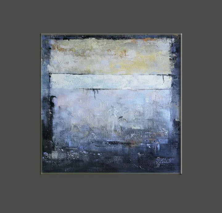 Indigo Whisper-Hand-Painted Blue and Gray Deep Sea Tranquil Abstract Wall Art