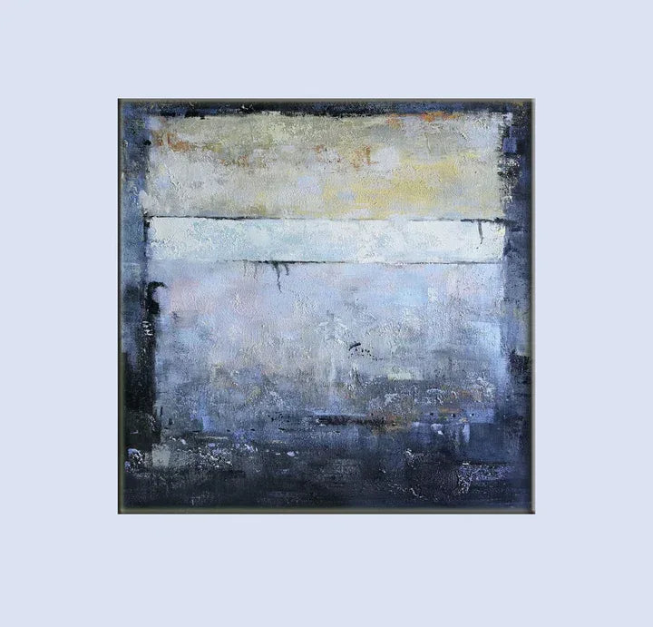 Indigo Whisper-Hand-Painted Blue and Gray Deep Sea Tranquil Abstract Wall Art